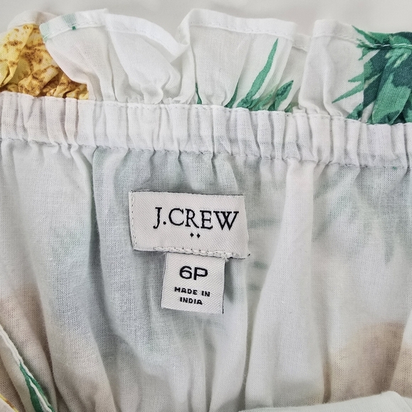 J. Crew Pineapple Print Squareneck Ruffle Cotton Maxi Dress 6P Tiered Pockets - Picture 16 of 16